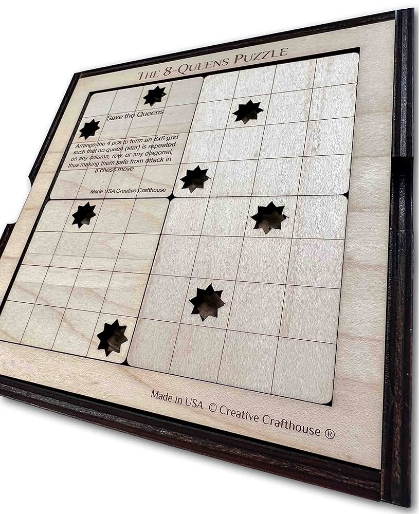 Amazon.com: 8 Queens - Save The Queens - Wood Brain Teaser