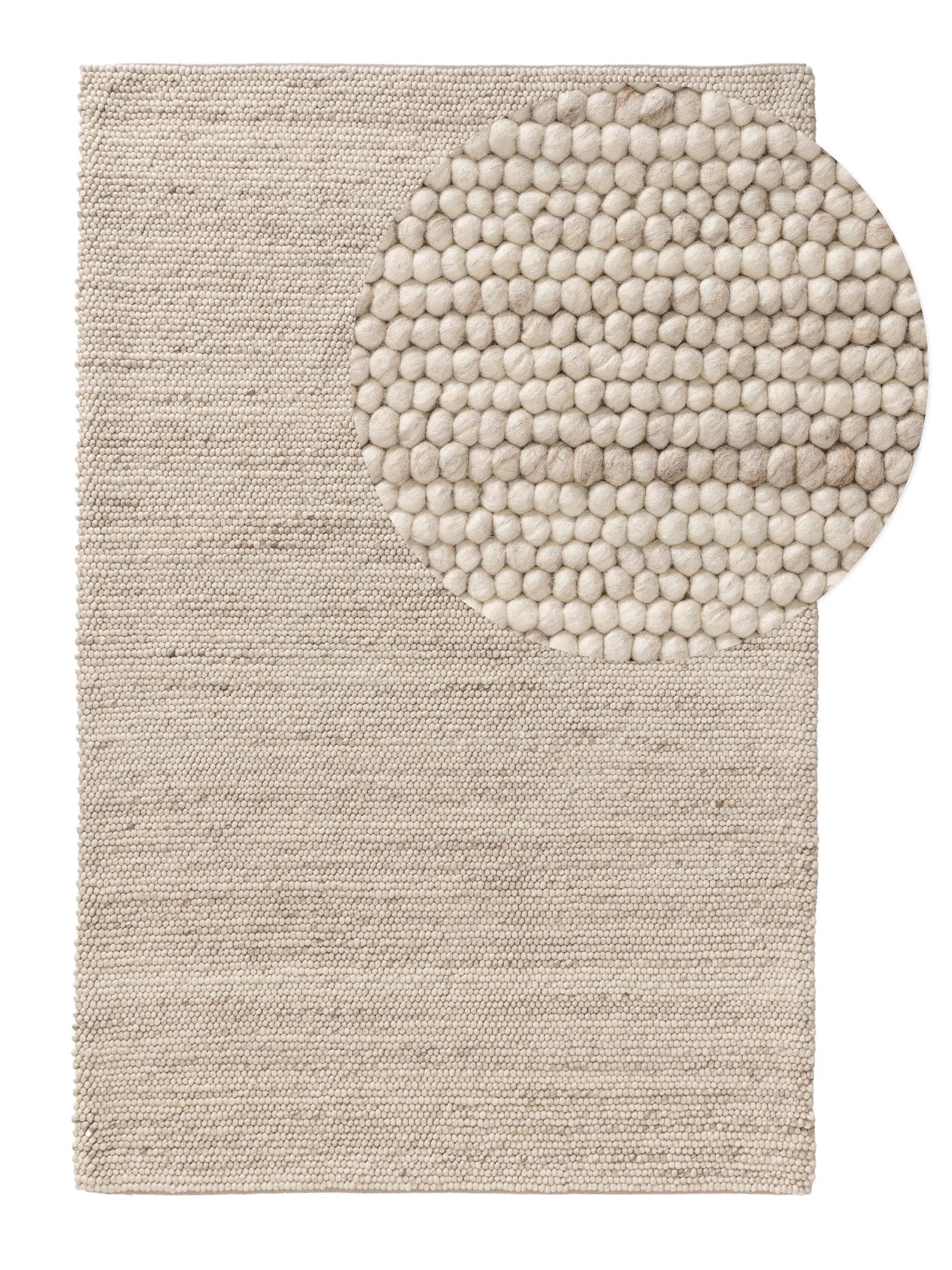benuta Tapis en pure laine Beads - Laine - Rectangulaire & Style : Uni, Natural Living - Facile d'entretien pour salon, chambre à coucher, beige, 80 x 150 cm