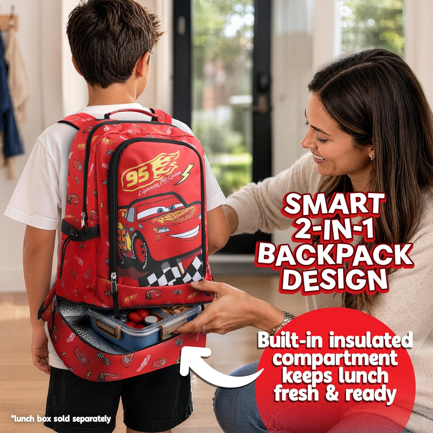 Disney Kids Backpack with Lunch Box, School Bag for Boys & Girls
