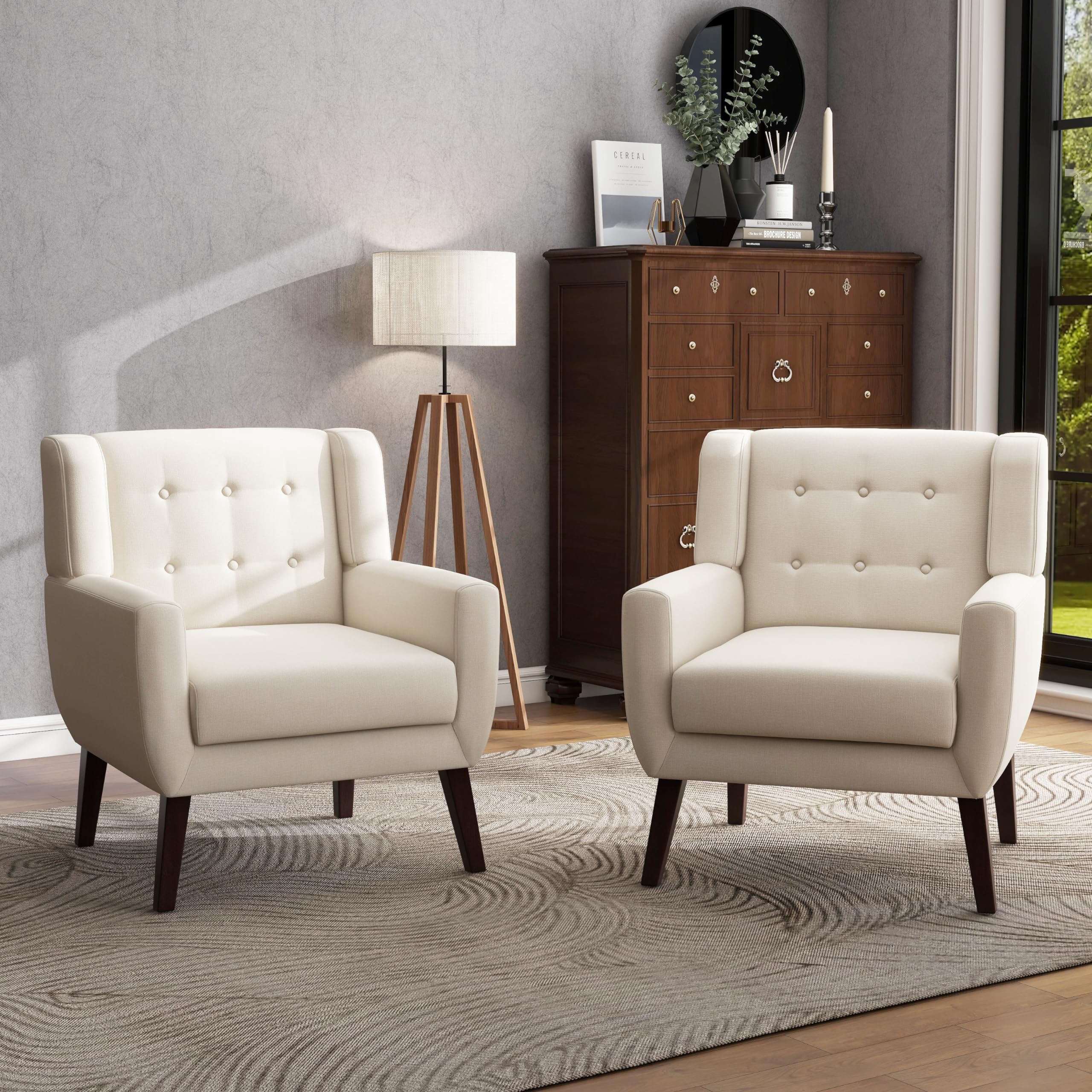 Amazon.com: UIXE Accent Chairs Set of 2, Modern Upholstered Arm Chair ...