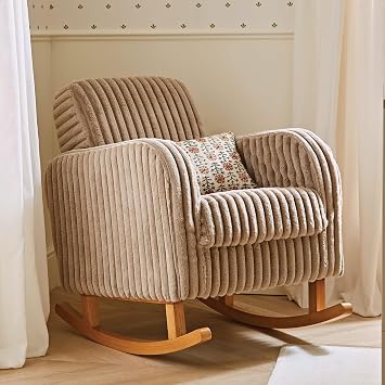 CuddleCo Etta Nursing Chair, Wide Armrests, Faux Fur, Mink | Ergonomic Cuddle Chair, New Parents, Deep Cushioning, Ultimate Comfort and Relaxation