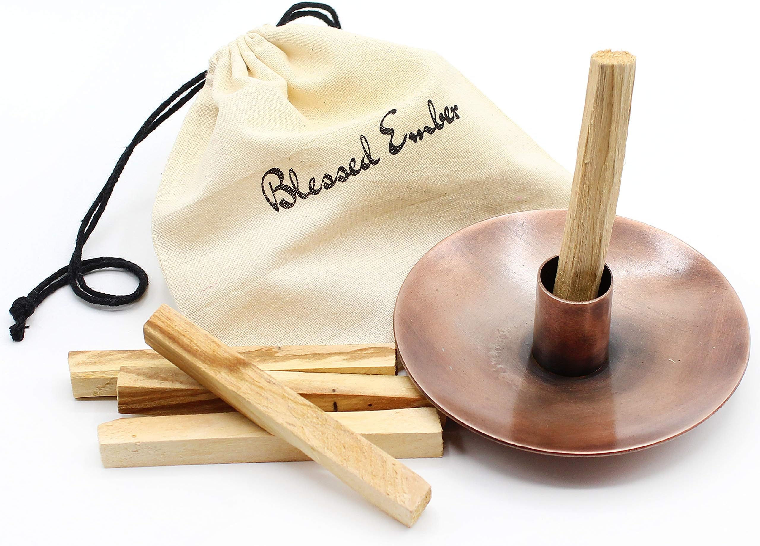 Palo Santo Holder, Antiqued Rustic Copper Finish with 5 Palo Santo Sticks Included