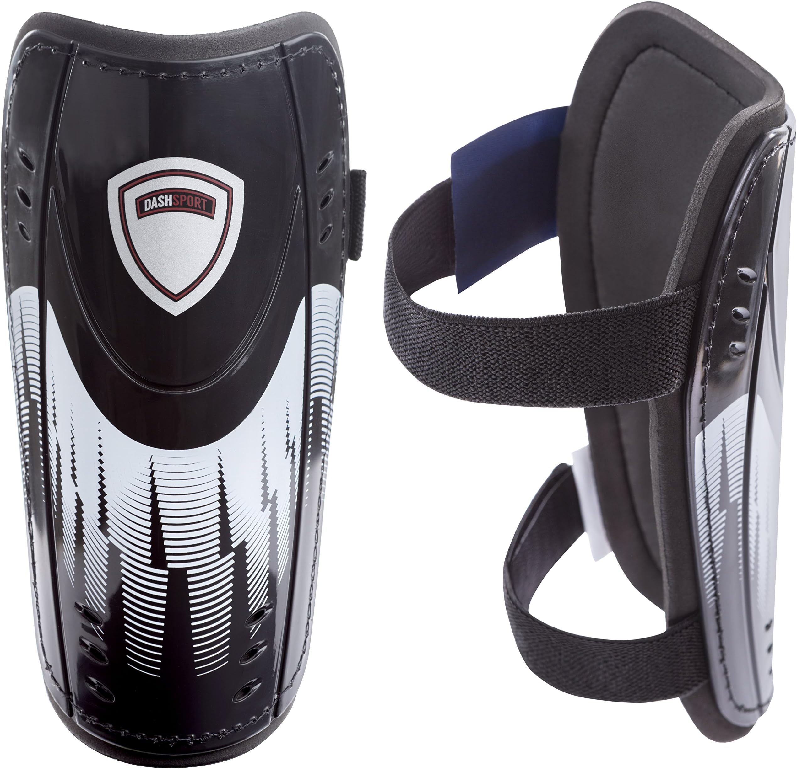 DashSport Soccer Shin Guards, Dual Strap Design -Youth Sizes Best Kids Soccer Equipment with Adjustable Straps - Great for Boys and Girls