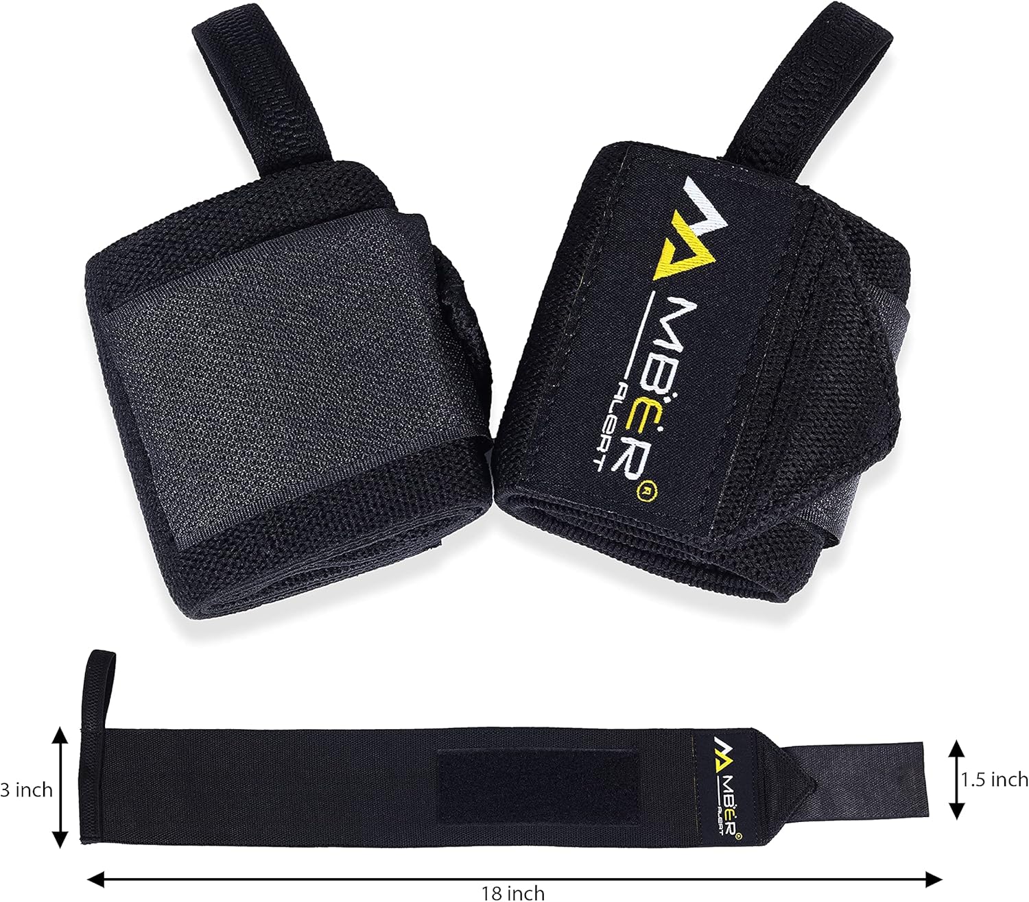 WEIGHTLIFTING WRIST WRAPS With 18" True Length With Thumb Loop Powerlifting Strength Training Bodybuilding in Premium Quality Brace Your Wrists to Push Heavier, Avoid Injury & Improve Your Workout : Sports & Outdoors