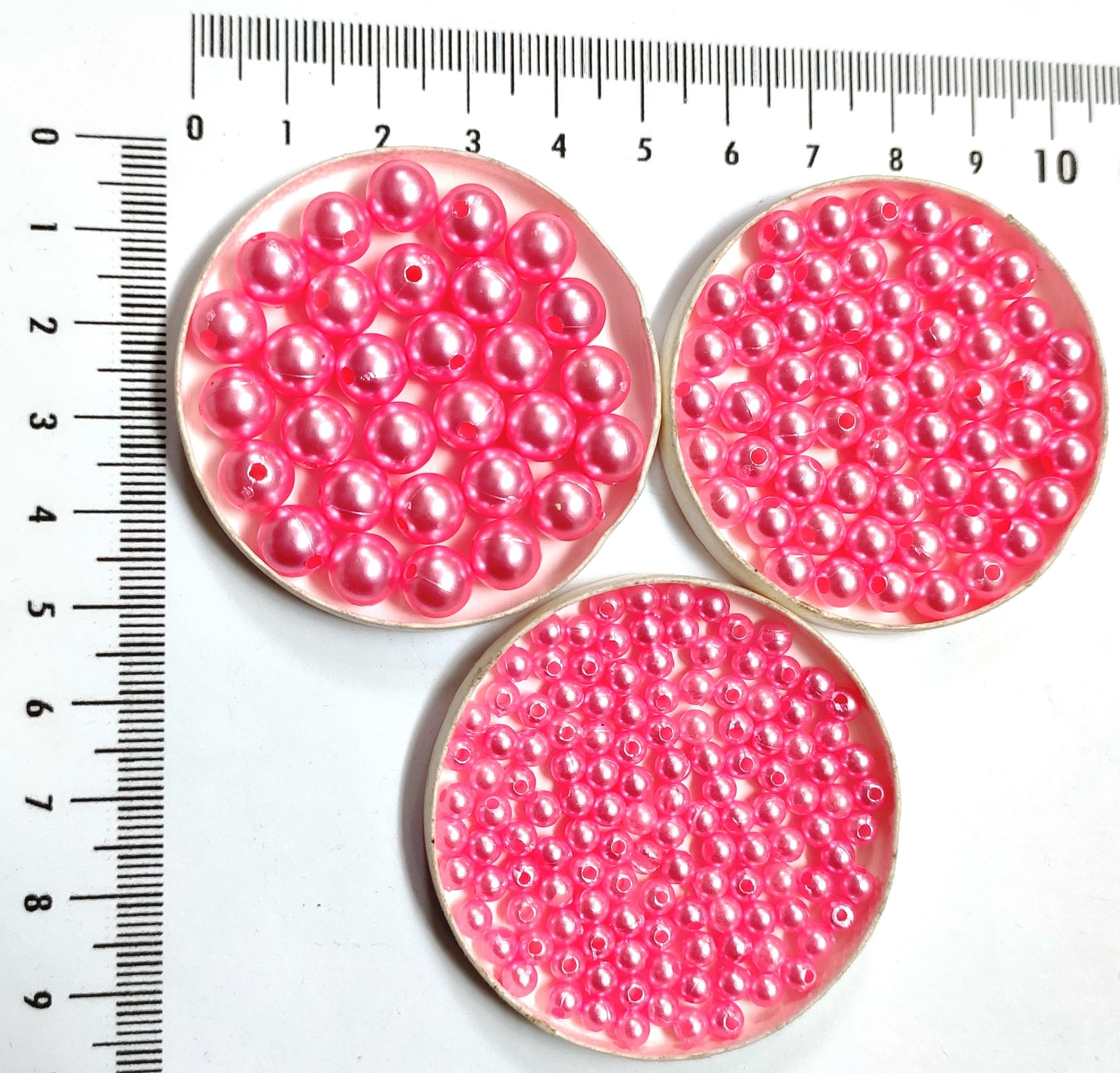 GoSetGet! LITE Pink Combo 1000 Beads (8-6-4 mm) Round Pearl/Moti Beads for Jewelry Making, Knitting, Bead Arts & Crafts Work (Pink-8-6-4)-image-6