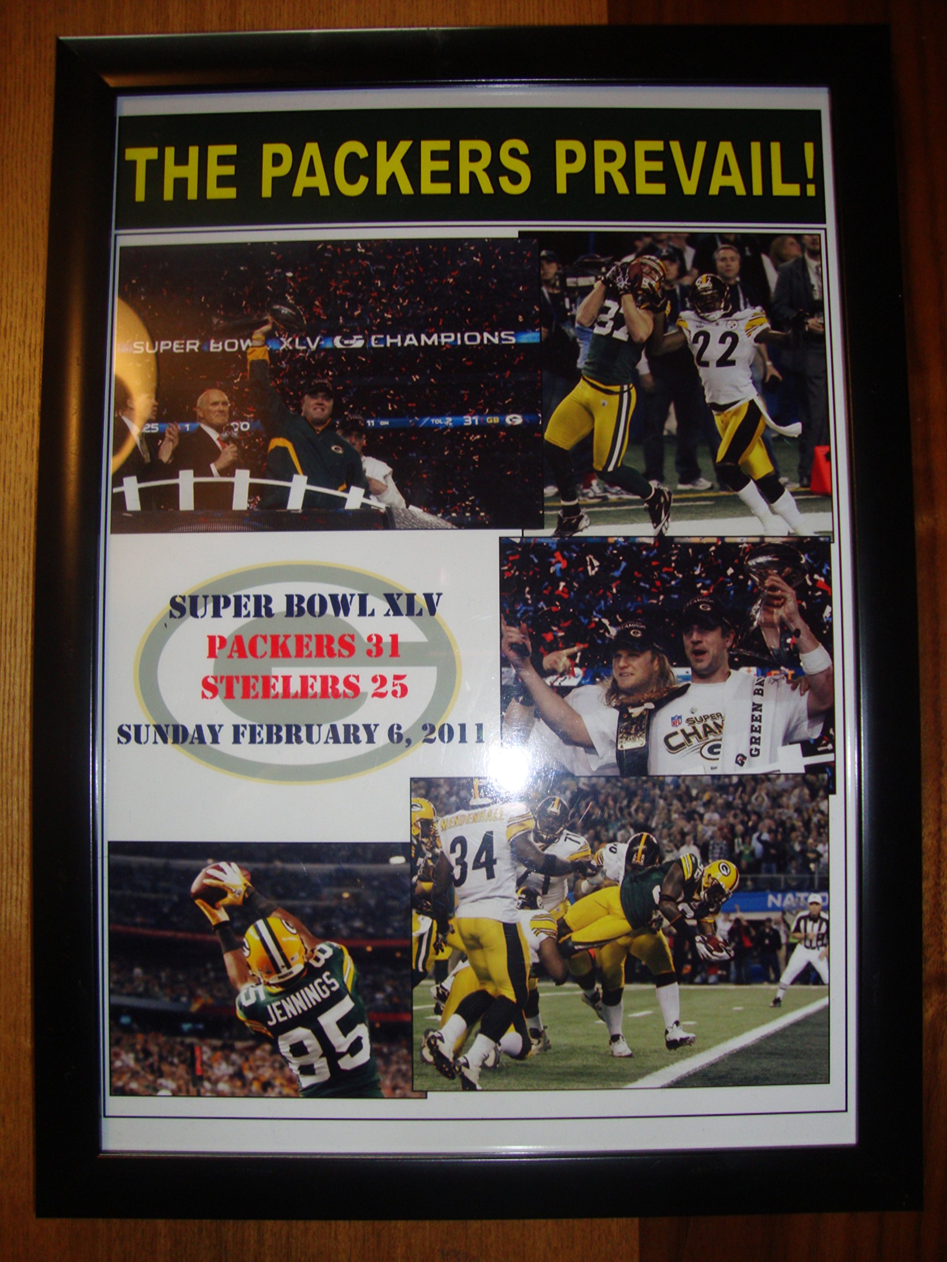 Green Bay Packers 31 Pittsburgh Steelers 25 - 2011 Super Bowl - framed print
