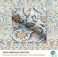 Vista 2 de Bedsure Funda de edredón reversible 100% algodón con marco floral vintage, tamaño Queen, funda de edredón clásica con bordes con cierre