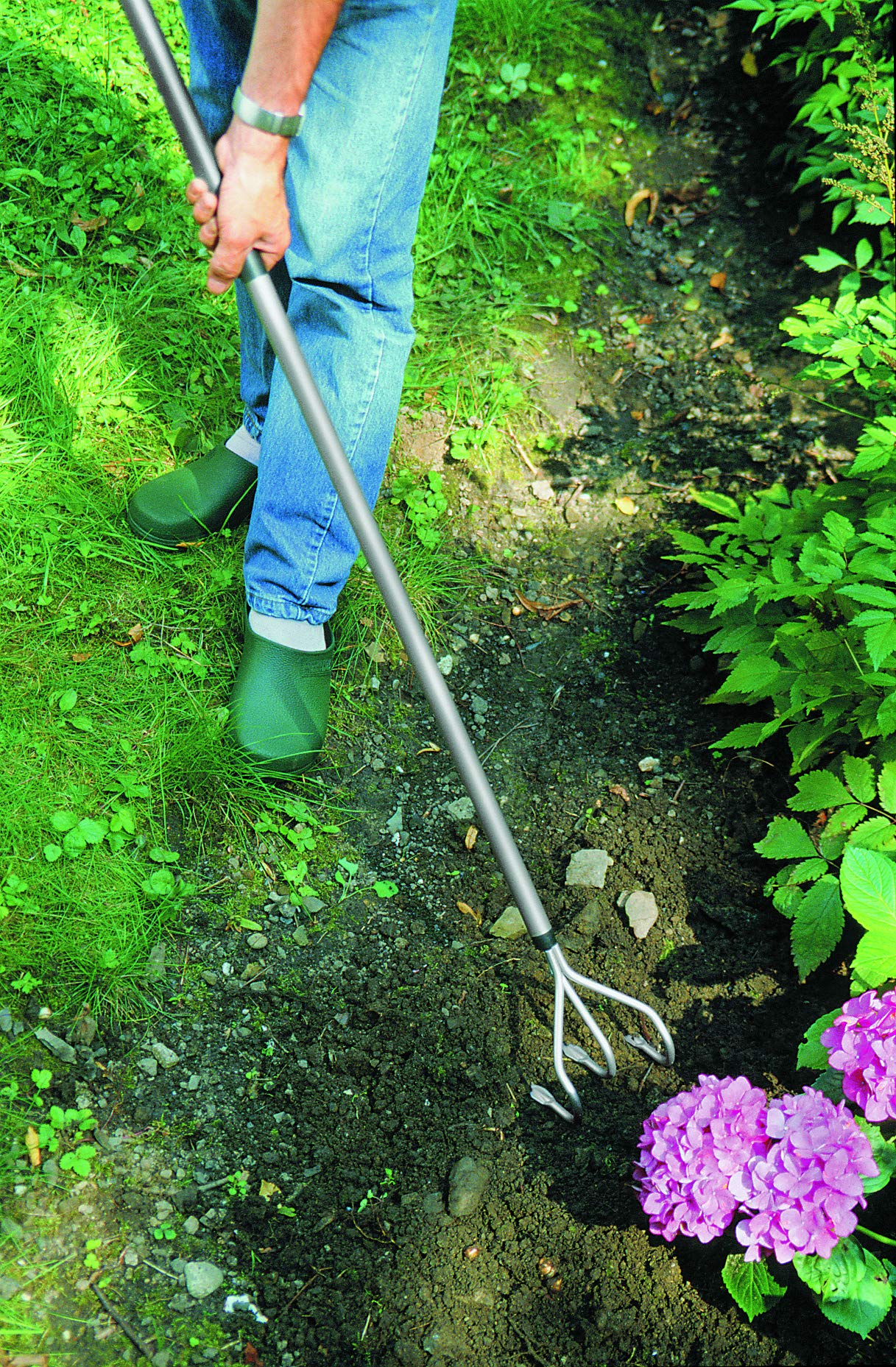 Fiskars Grubber, Länge: 165 cm, Stahlzinken/Aluminium-Stiel | Grau/Schwarz, Ergonomic, 1001301