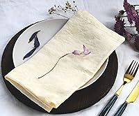 Vista 3 de Juego de 8 servilletas de lino 100% puro para fiestas y vacaciones, servilletas de lino amarillo claro, 20 x 20 pulgadas, gran regalo, lavables a