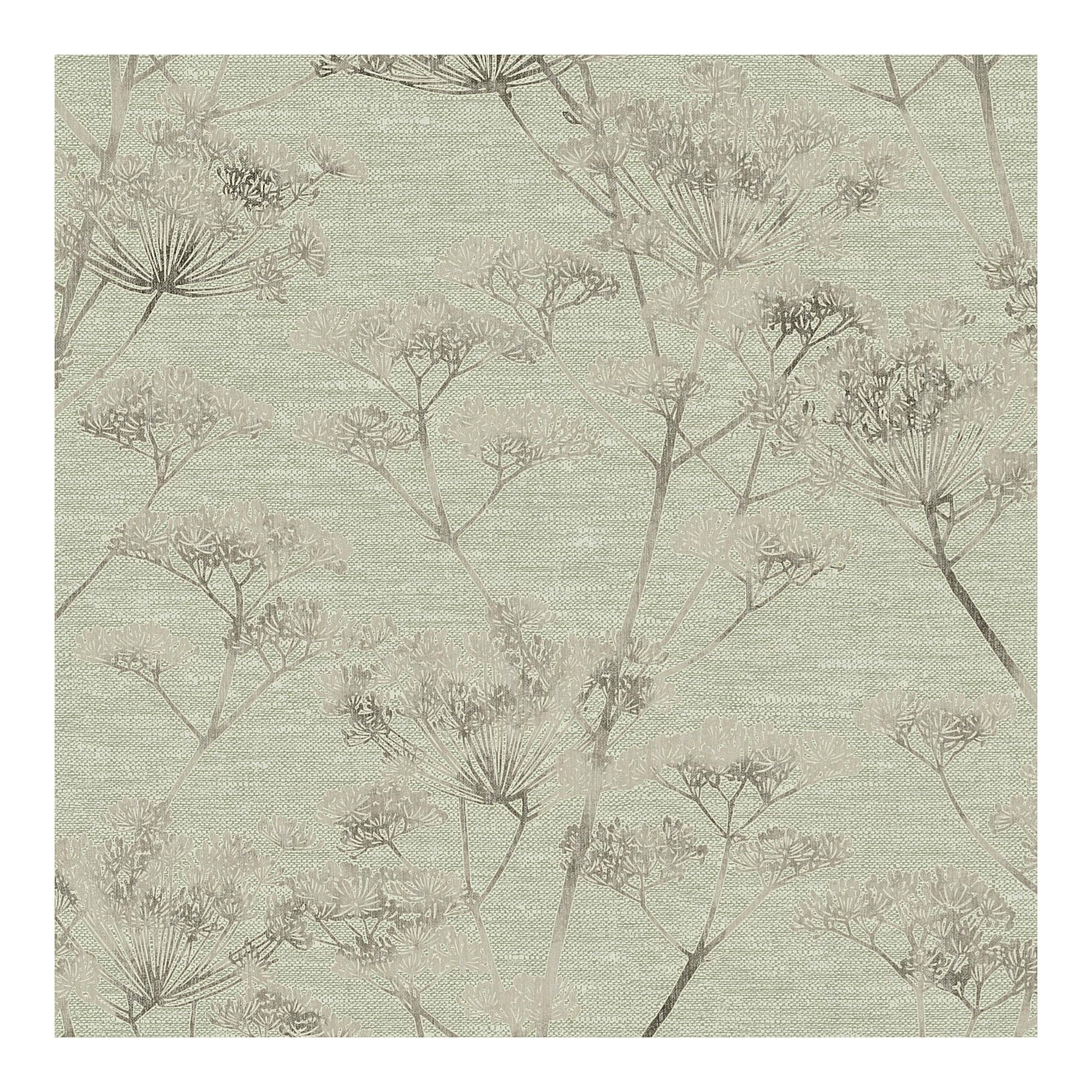 Boutique Wallpaper - Serene Seed-Head Sage Wallpaper - Heavy Vinyl - L10m x W52cm