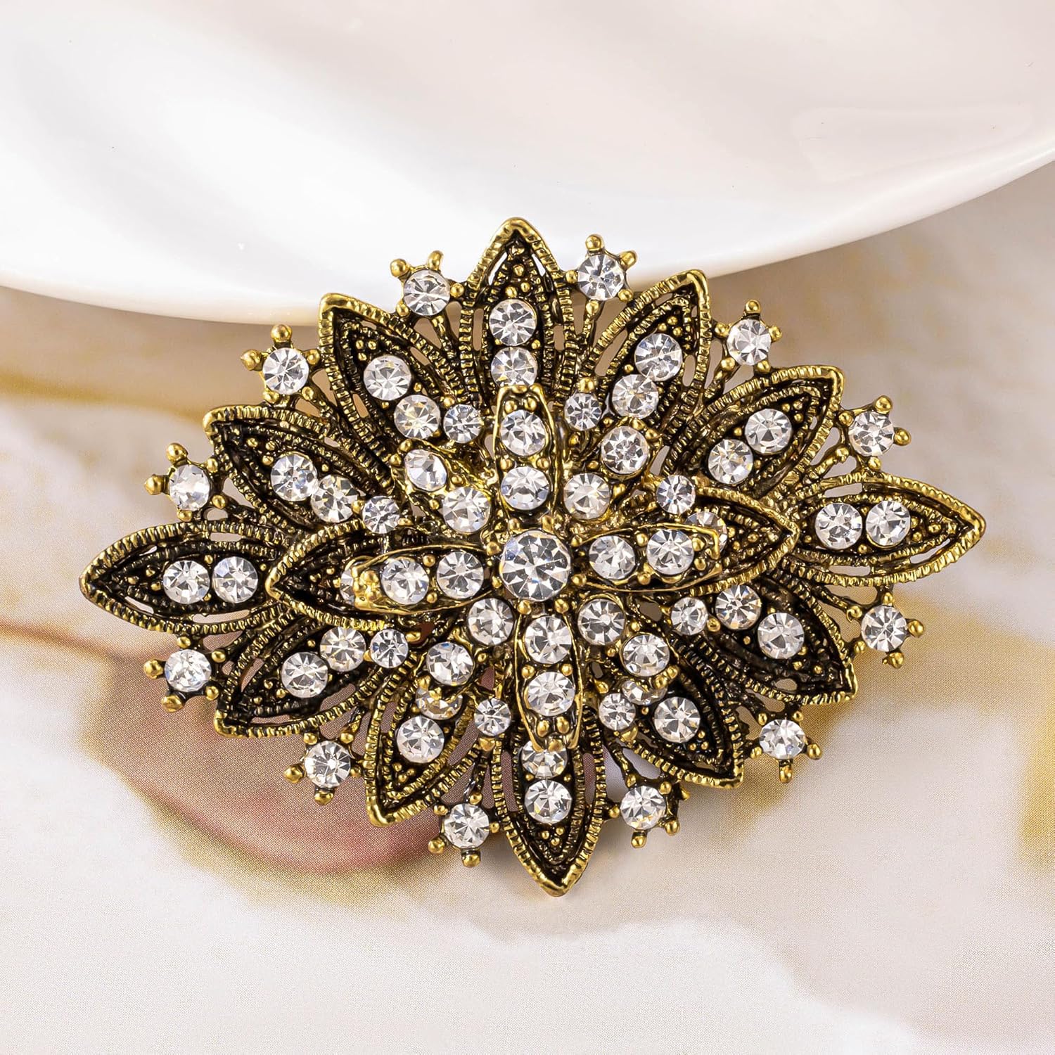 Vintage Art Deco Crystal Rhinestone Brooch Pin for Women - Image 3