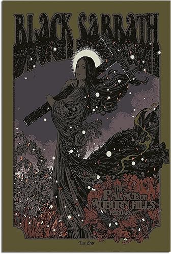 Uozylo Póster de banda negra Sabbath 2016, pósteres de banda de concierto, lienzo para decoración de sala de estar, 12 x 18 pulgadas, sin marco