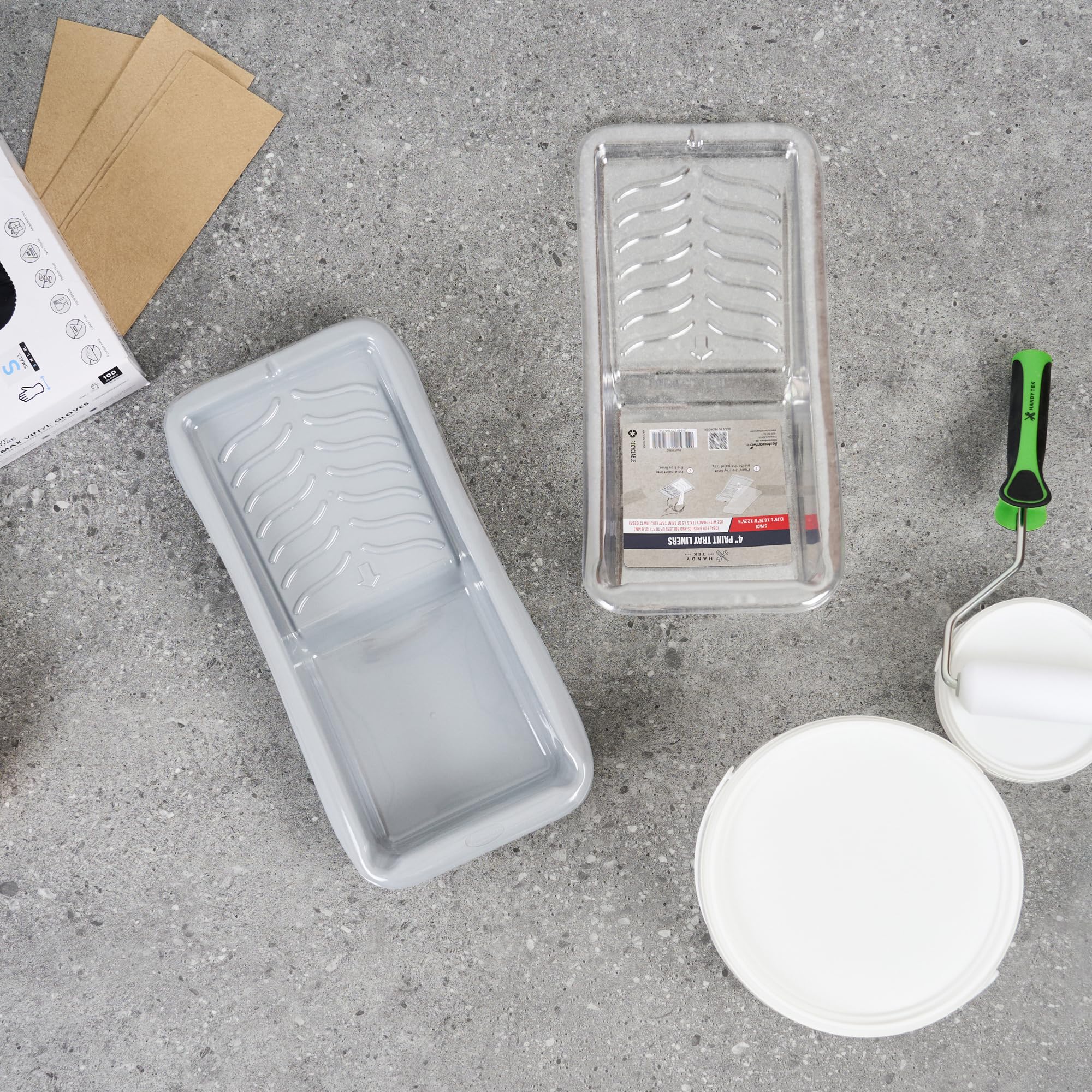 Restaurantware Paquete de 60 forros de bandeja de pintura, desechables, de 4 pulgadas, resistentes al desgarro, suministros de plástico transparente con textura para pintura de casa, retoques, bordes