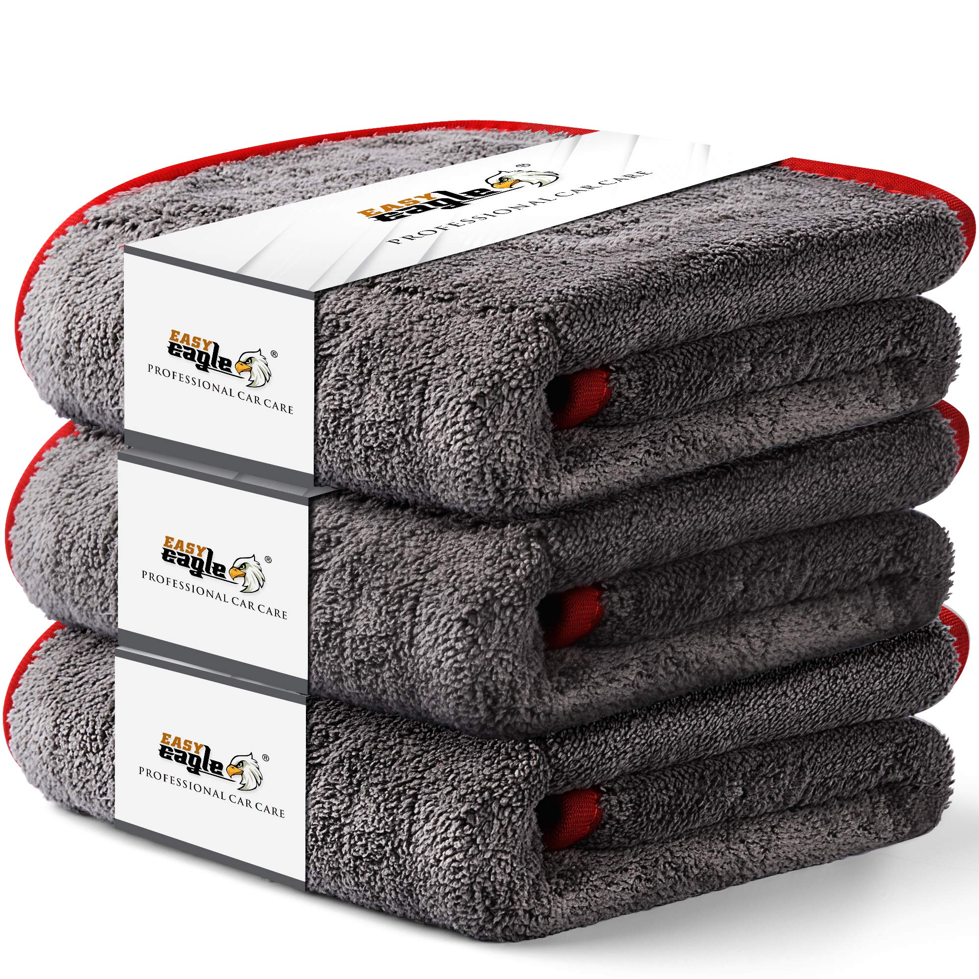 Lot De 3 Chiffons Polissage Microfibre 1200GSM - 38x44cm - Jaune/Gris - Pour Voiture Et Maison