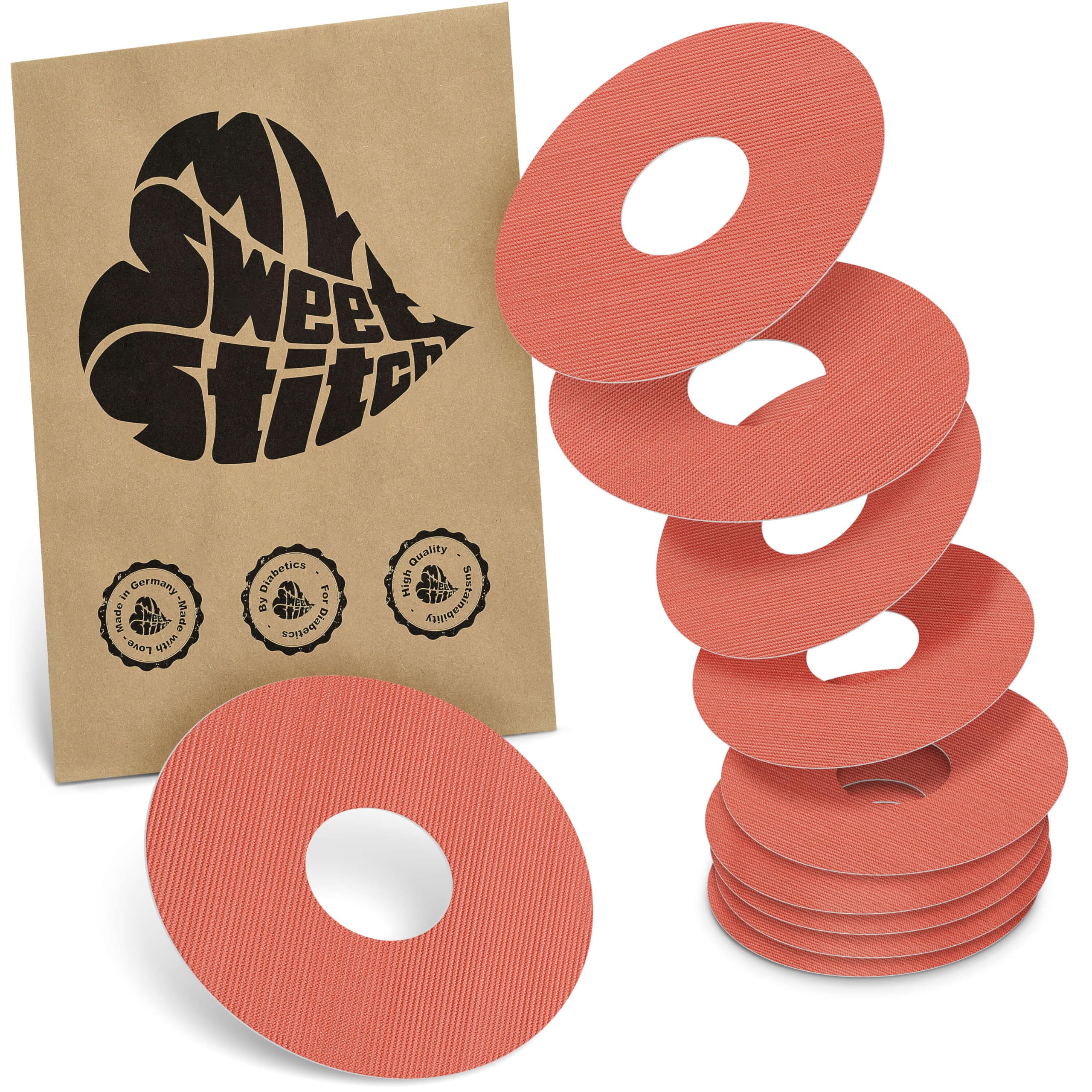 MySweetStitch, 10 x Freestyle Libre 3 Round Patches, Ring Patch diameter 60mm, Inner diameter 20mm, Waterproof, Breathable