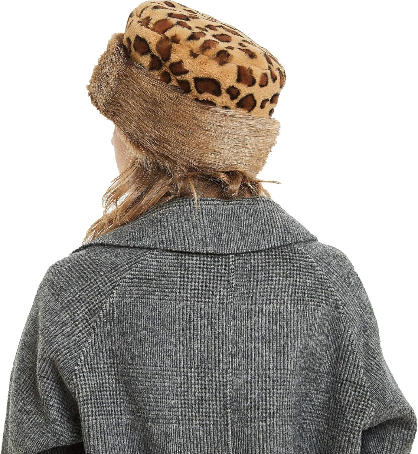 sy soul young Women's Leopard Faux Fur Hats Fluffy Bucket Hat Russian Style for Winter - Image 6