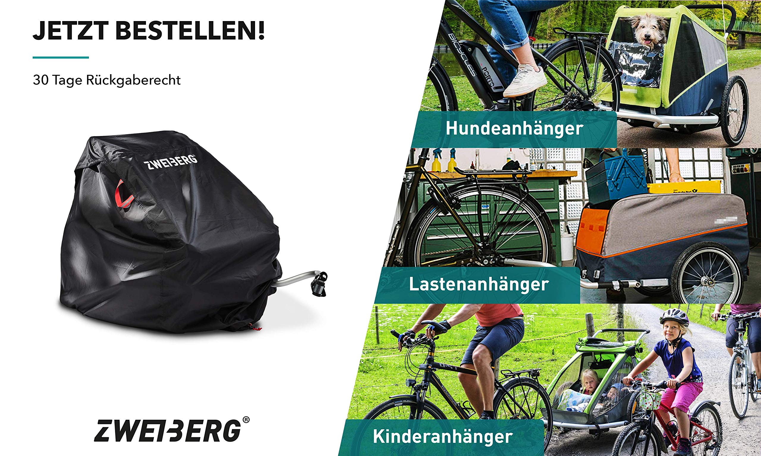Faltgarage für Fahrradanhänger Universelle Robuste und wasserdichte Abdeckung Regenschutz mit UV-Schutz, easyRemoval, smartPack