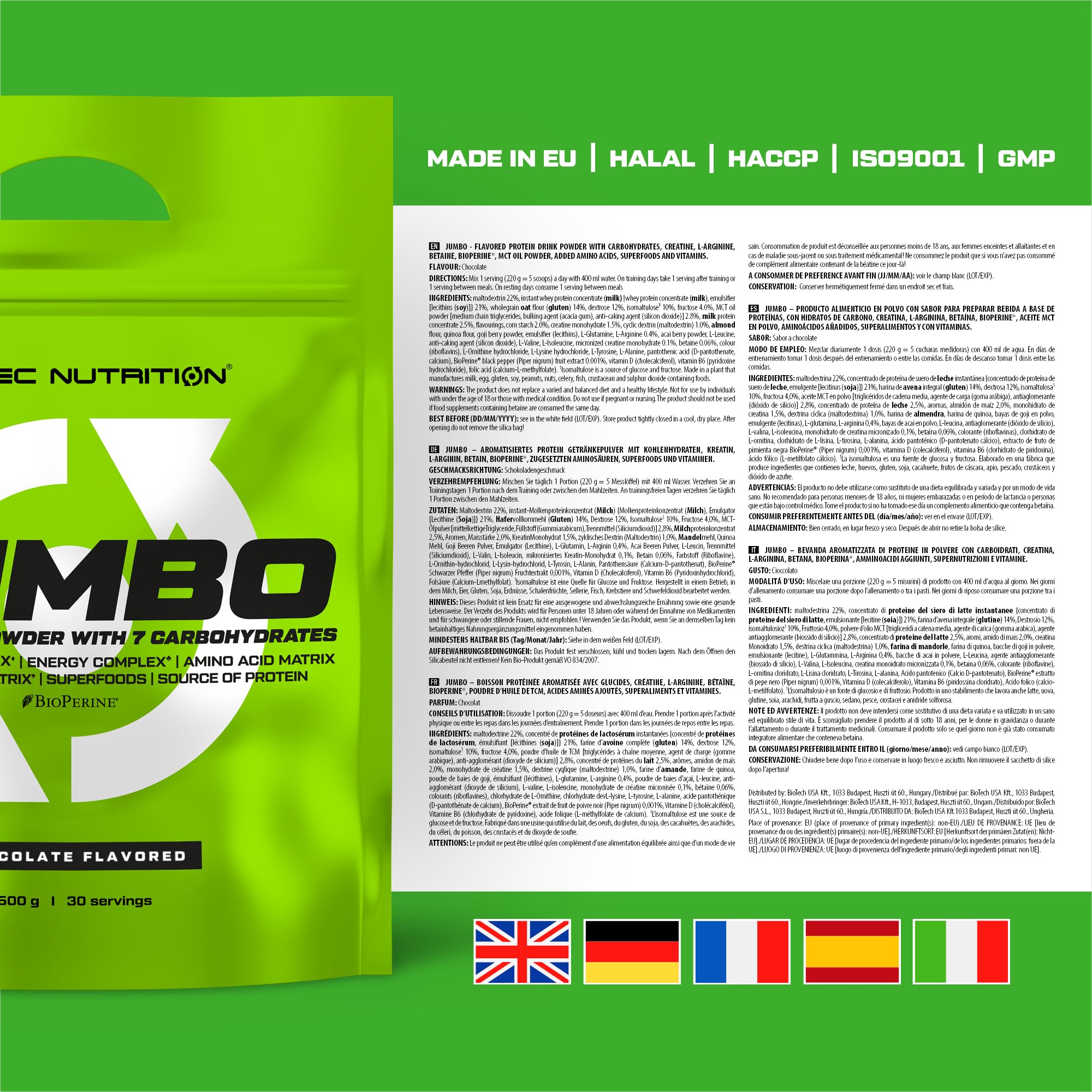 Scitec Nutrition Jumbo - Kalorienreiches Produkt zum Muskelaufbau | Mit Mehrkomponenten-Protein - Aminosäuren-Matrix - Metabolische Matrix - Superfood-Mischung - 6,6 kg, Schokolade