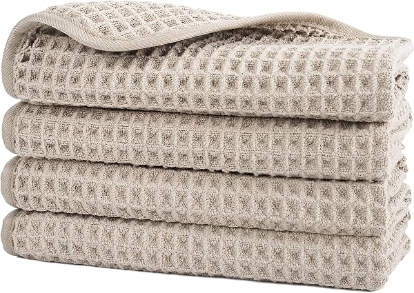Polyte - asciugamano viso in microfibra anti-pelucchi - tessuto a nido d'ape - 33 x 33 cm - set 4 pezzi - 1