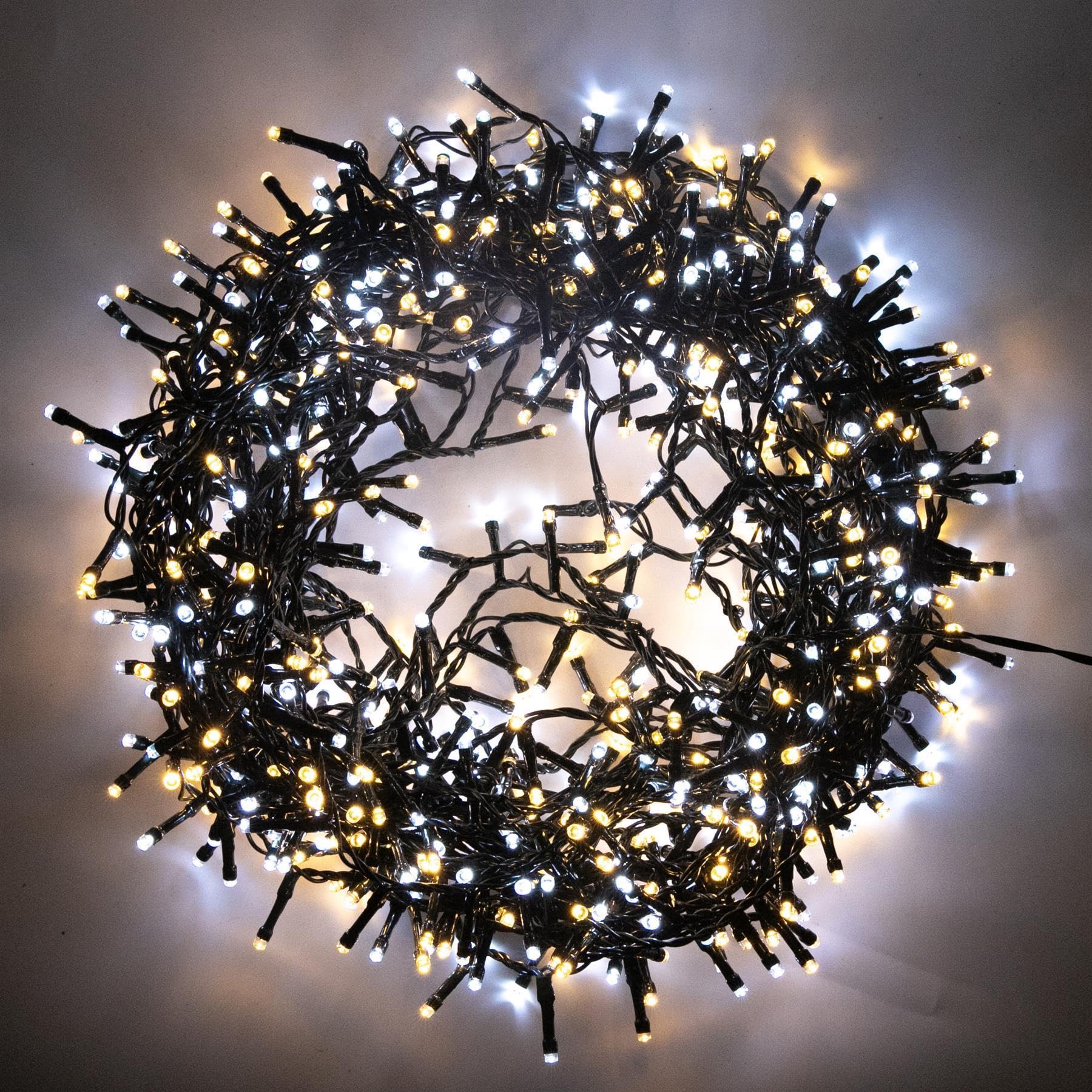 SHATCHI 2000LEDs Christmas Tree Compact Cluster Fairy Lights Multifunction 8 Light Modes, Timer Green Cable Indoor/Outdoor Low Voltage Holiday Home Decorations