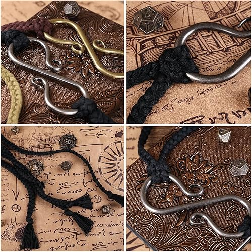 Miniatura 3 de HiiFeuer Cinturón de cuerda medieval con hebilla de metal, cinturón de cuerda larga ajustable renacentista para vestidos, vikingo, cosplay, feria Ren