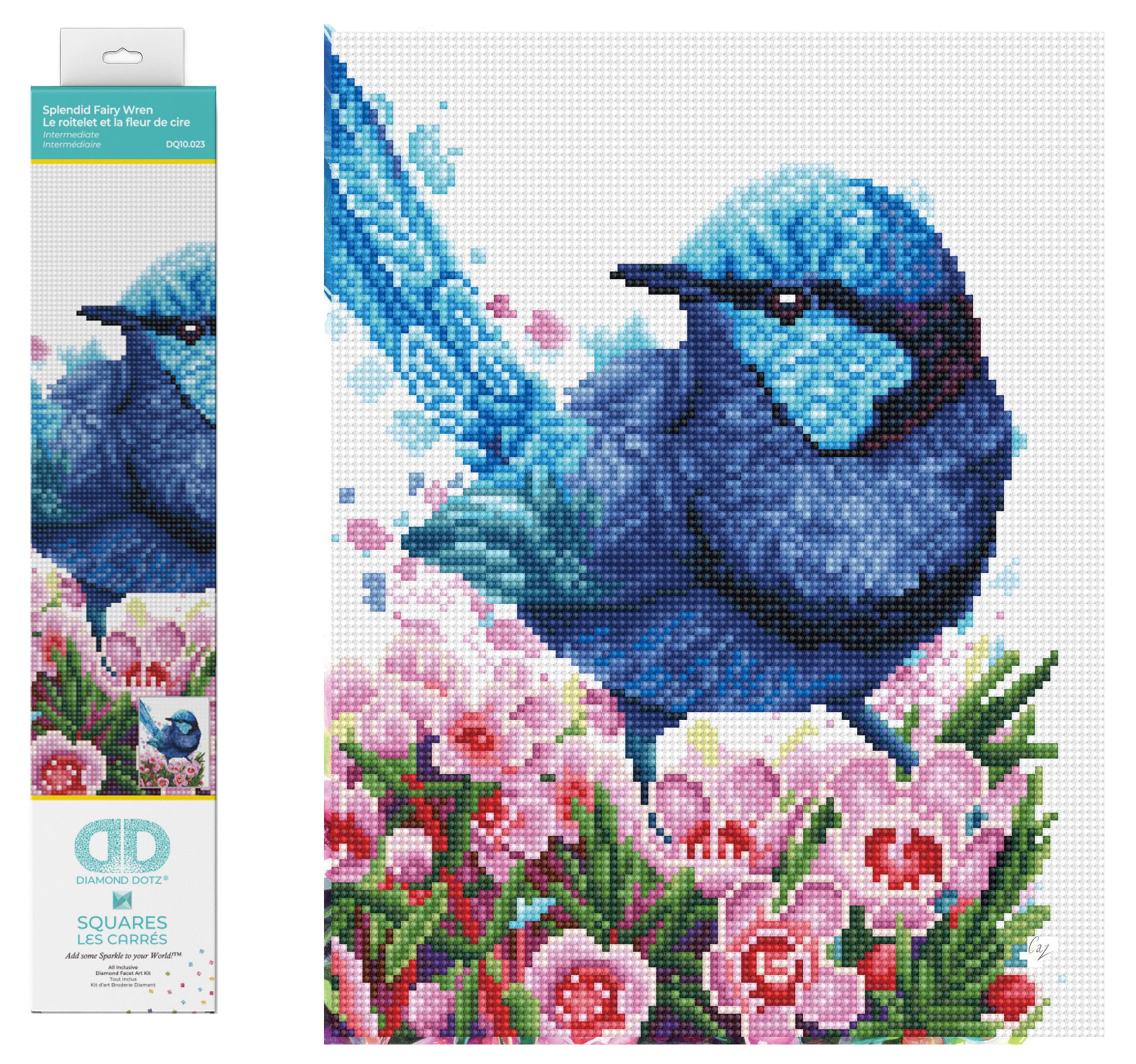 DIAMOND DOTZ 2592518 Original 5D Diamond Painting Squares Set, Feenzaunkönig, DIY Diamant-Malerei-Kit mit quadratischen Glitzersteinen für Erwachsene und Kinder ab 12 Jahren, Intermediate