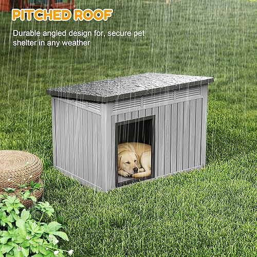 Miniatura 6 de Fancyango Casa grande para perros para interiores y exteriores, resistente a la intemperie y techo extraíble, se adapta a perros pequeños a grandes