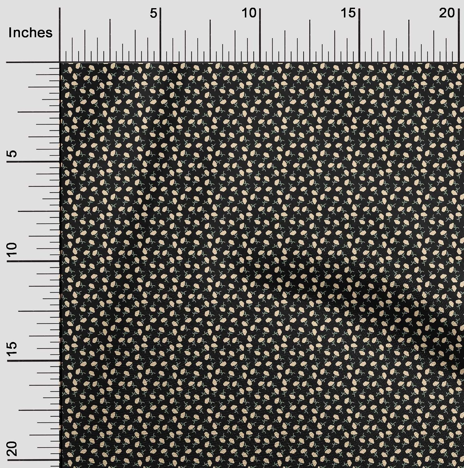 oneOone Cotton Flex Black Fabric Kids Flowers Dress Material Fabric Print Fabric By The Yard 40 Inch Wide