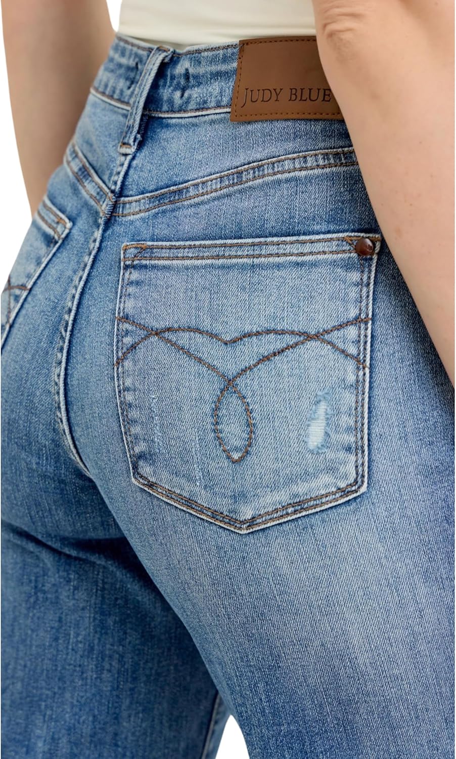 Judy Blue High Waist Back Pocket Embroidery Raw Cut Hem Crop Wide 88475 - Image 3