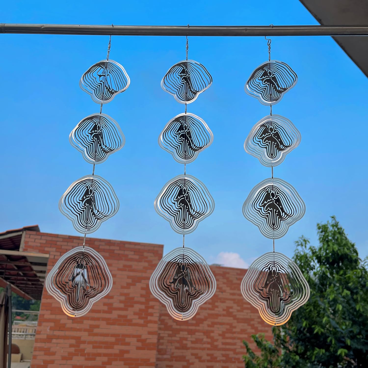 Angel Bird Scare Discs Set-Highly Reflective Double-Sided Bird Reflectors,Extra Sparkly Metal Wind Spinner Outdoor Garden Decor, Bird Devices Deterrent to Scare Birds Away from Yard Patio Farm - Image 2