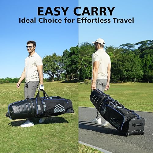 Miniatura 5 de Golf Travel Bags for Airlines with Wheels, Hard Case Top and 1680D Heavy Duty Oxford Protect Golf Clubs, Lightweight and Easy to Maneuver
