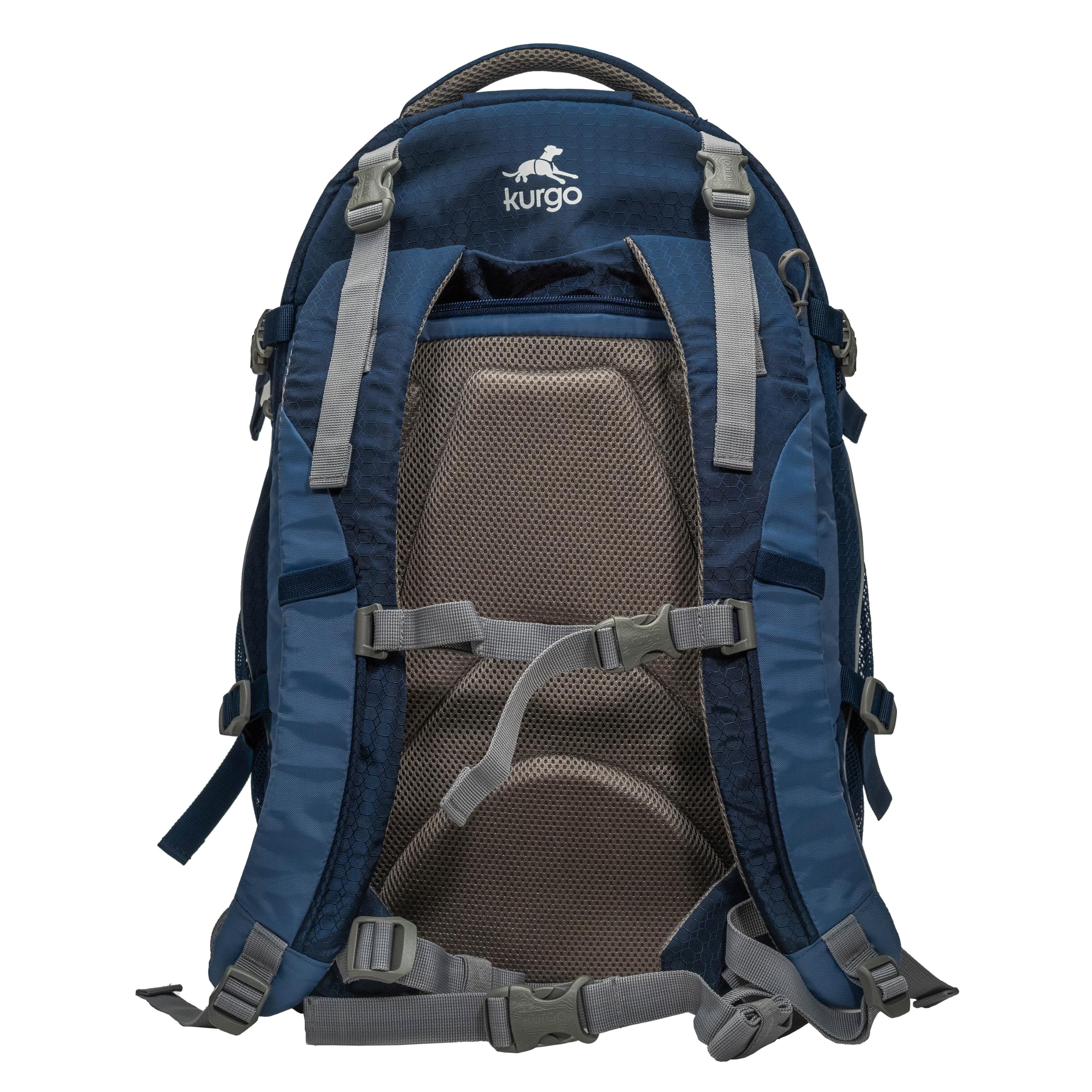 Kurgo G-Train - Mochila Transportín para Mascotas Pequeñas - Para Viajes y Senderismo, Fondo Impermeable y Múltiples Compartimentos - Azul Marino