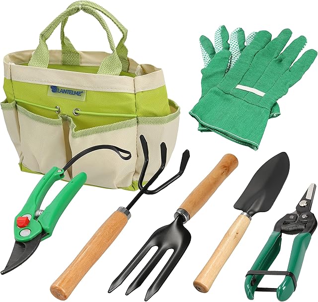 Lantelme Lantelme Gartenwerkzeug Set 7 teilig mit Aufbewahrungstasche | Gartengeräte Inkl. Blumenschere Schaufel Harke Handgrubbe — Werkzeug-Sets