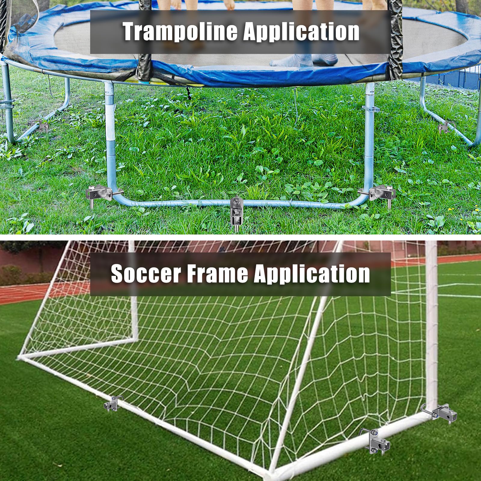 Confezione da 4 ancoraggi da 45,7 cm, kit di ancoraggio a vite per trampolino, larghezza 7,1 cm, set di ancoraggio a spirale per set da gioco, telaio da calcio, casa mobile, capannone, tenda