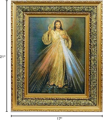 Miniatura 2 de Marco de fotos acolchado para tapiz Divine Mercy de 17 x 21 pulgadas, arte de pared para decoración del hogar, imagen divina misericordia cuadro