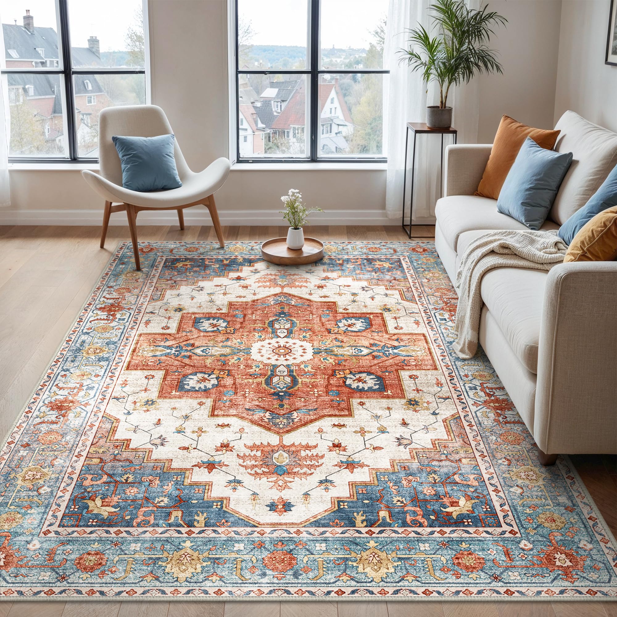BEIMO Extra Large Washable Rugs 240x300cm, Vintage Area Rugs for Living Room Bedroom Soft Short Pile, Machine Washable Rug Non-Slip Large Rugs for Office, Dining Room, โ image 1