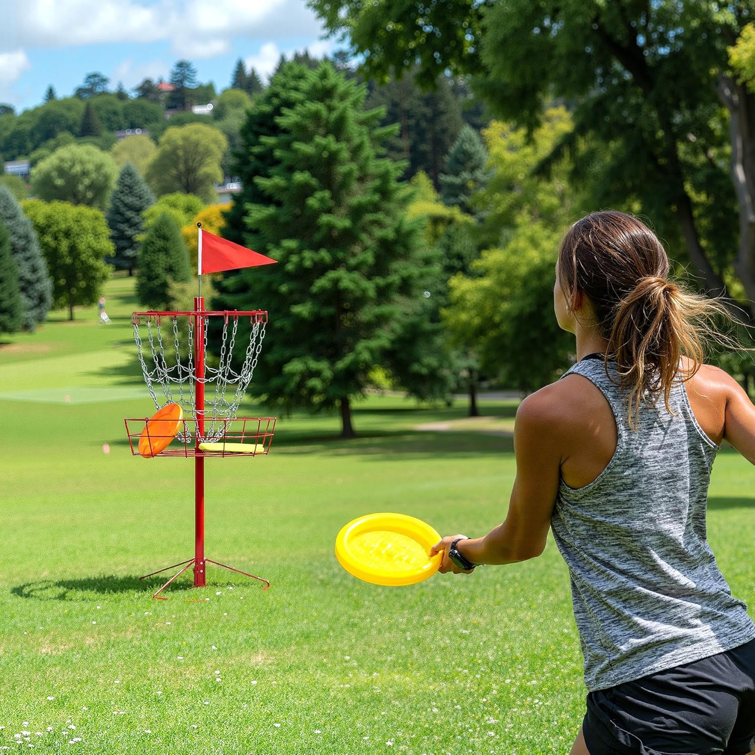 Yaheetech Portable Disc Golf Basket, Lightweight Steel Practice Target Steel Frisbee Hole Disc Golf Goals Catcher