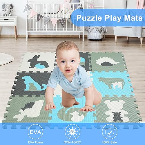 Miniatura 2 de PLAY 10 Tapete de juego de espuma para bebé, tapete de rompecabezas, baldosas de espuma, tapete de juego para bebé, tapete de rompecabezas de piso