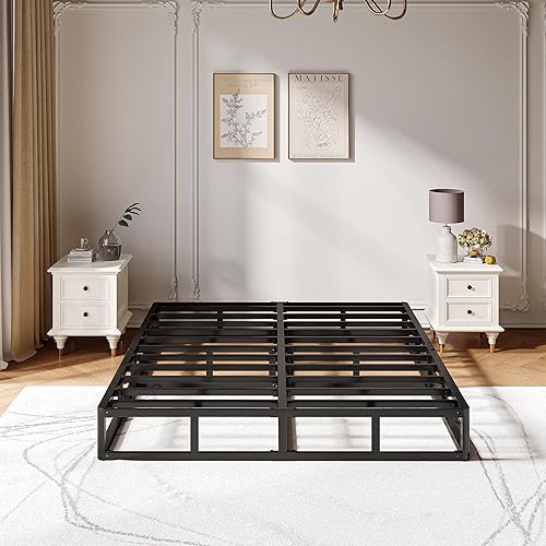 Miniatura 8 de Base de cama Queen de 5 pulgadas, capacidad de 3500 libras, base de cama de metal tamaño Queen, base de colchón de perfil bajo con funda de tela, 5