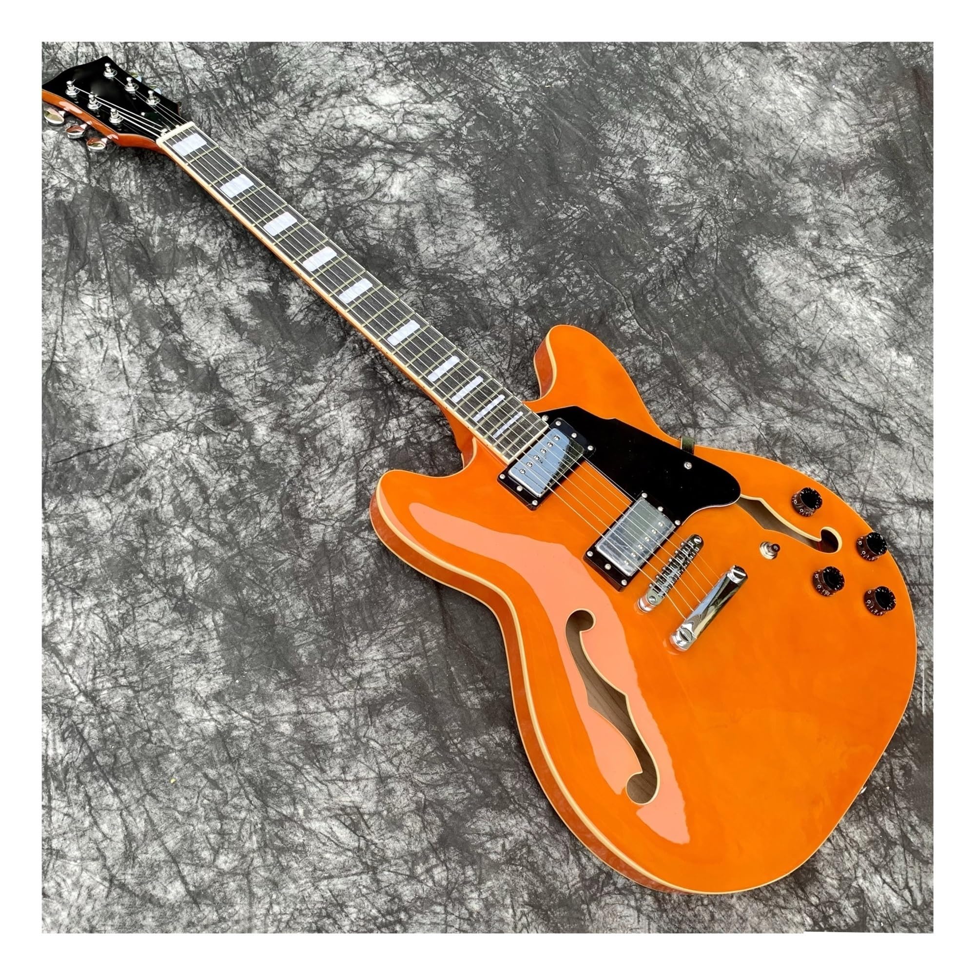 Starter Kit Originale Trasparente Arancione Semi Hollow Jazz Chitarra Elettrica Per Prestazioni