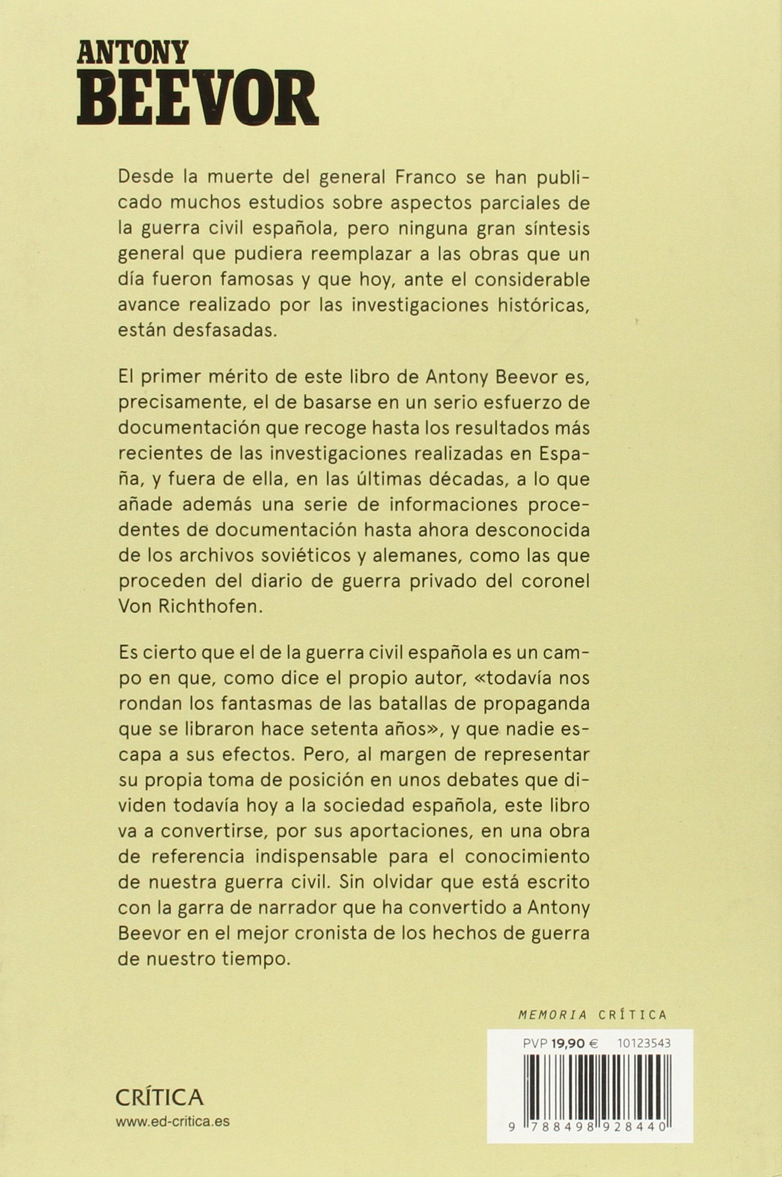 La guerra civil española (Memoria Crítica)