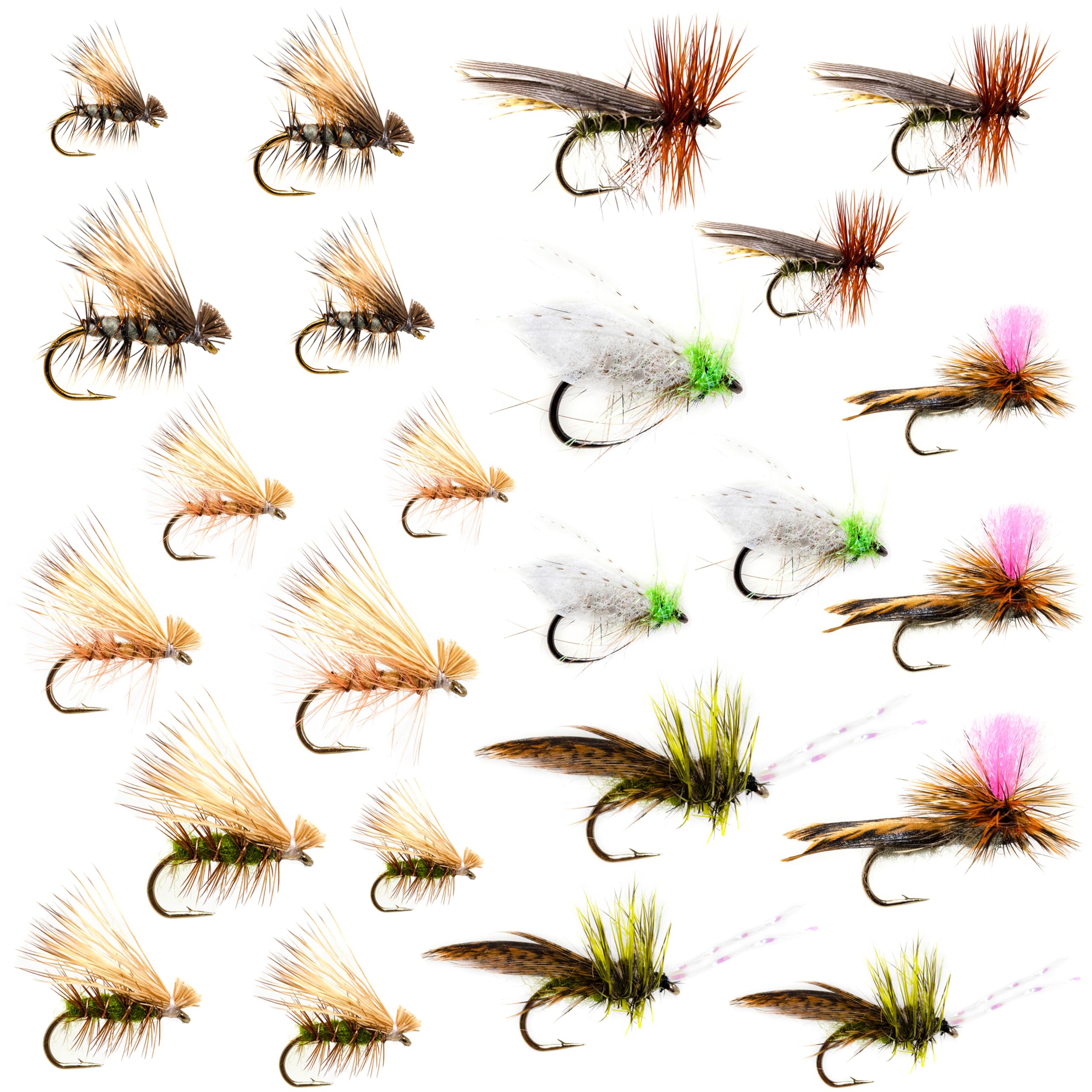 Outdoor Planet 12/16 / 24 Caddisflies/Mayfly/Attractor Nymph/Dragonflies and Damselflies/Stonefly/Hopper/Salmonfly/Dry Flies for Trout Fly Fishing Flies Lure Assortment