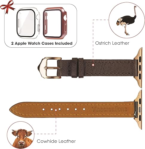 Miniatura 2 de Handmade Women Ostrich Leather Band Compatible with Apple Watch Ultra 49mm 45mm 44mm 42mm 41mm 40mm 38mm Ostrich Wristband Replacement Strap for