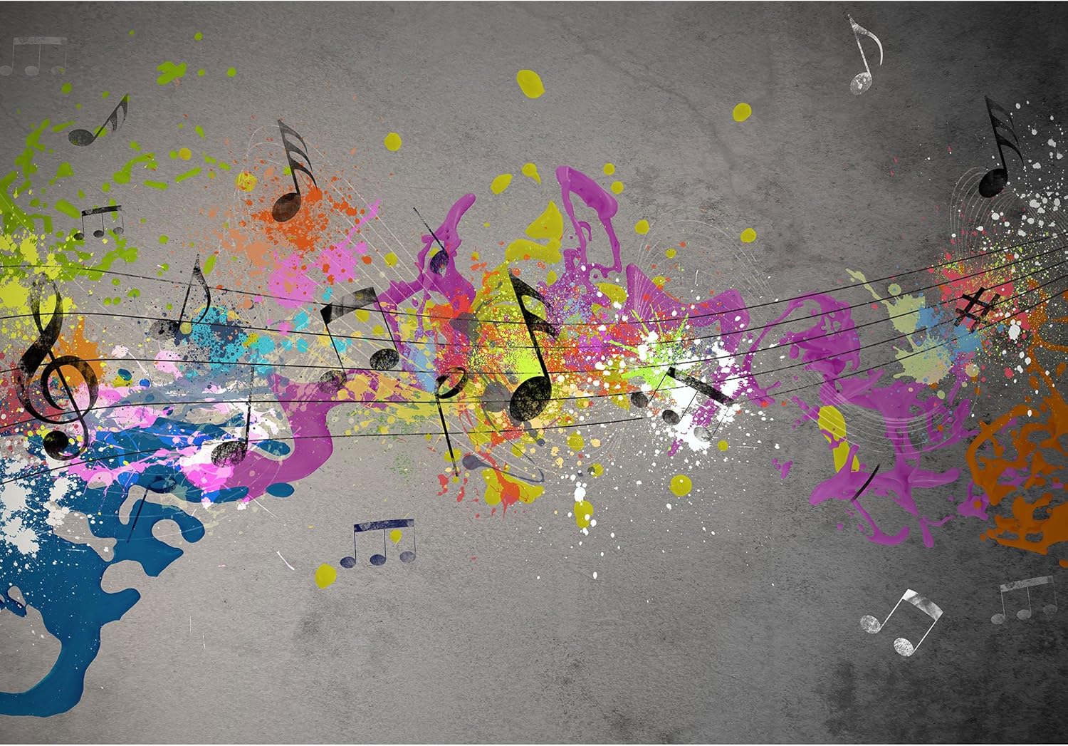 Flаѕh Sаlе wall26 - Musical Grunge with Spray Background - Removable Wall Mural | Self-Adhesive Large Wallpaper - 100x144 inches