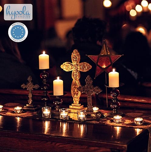 Miniatura 6 de Hyoola Velas de pilar marfil de 3 x 9 pulgadas, velas de pilar sin perfume, paquete de 4, hechas en Europa