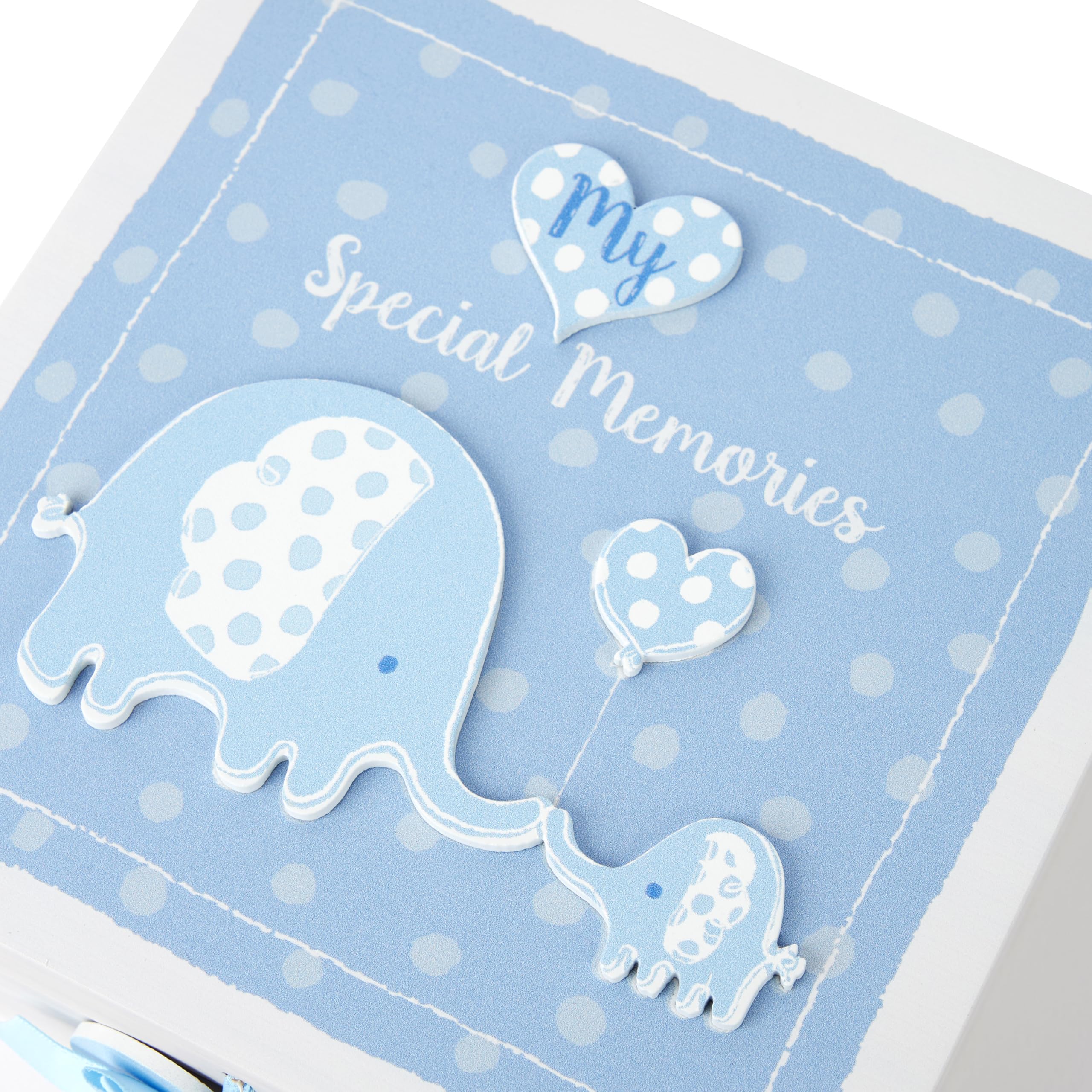 Mousehouse Gifts - cofanetto portaoggetti in legno con elefantino - bambino - azzurro