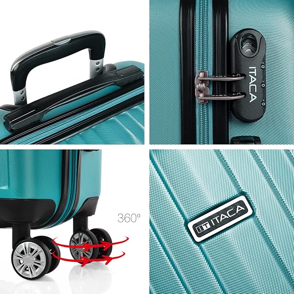 ITACA - Maleta de Cabina 55x40x20 - Maletas De Viaje Cabina Rígidas Trolley con 4 Ruedas Dobles para Avion Ligera Equipaje De Mano Candado de Combinación. Compatible Ryanair, Verde Menta - 5