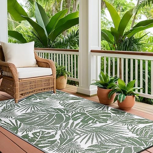 Miniatura 4 de Lush Ambience Fern Green Alfombra para exteriores, lavable, impermeable, reversible, alfombra de paja de plástico reciclado - Proch, terraza, balcón
