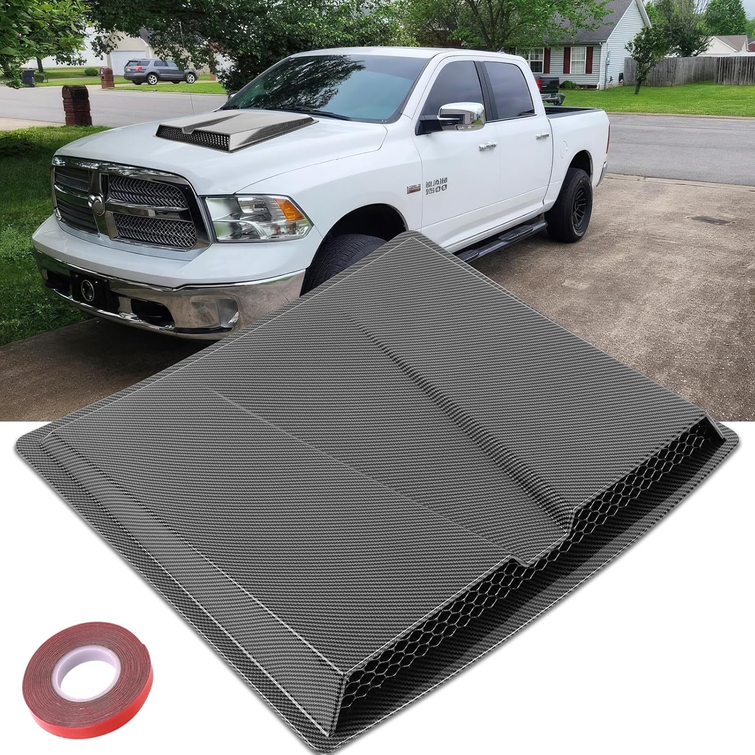 Hood Scoops For Cars, Universal Hood Scoop Vents, Automotive Hood Scoops for Trucks Compatible with F150 F250 F350 GMC Sierra 1500 2500 Dodge Ram 1500 2500 Toyota Tundra Jeep Wrangler