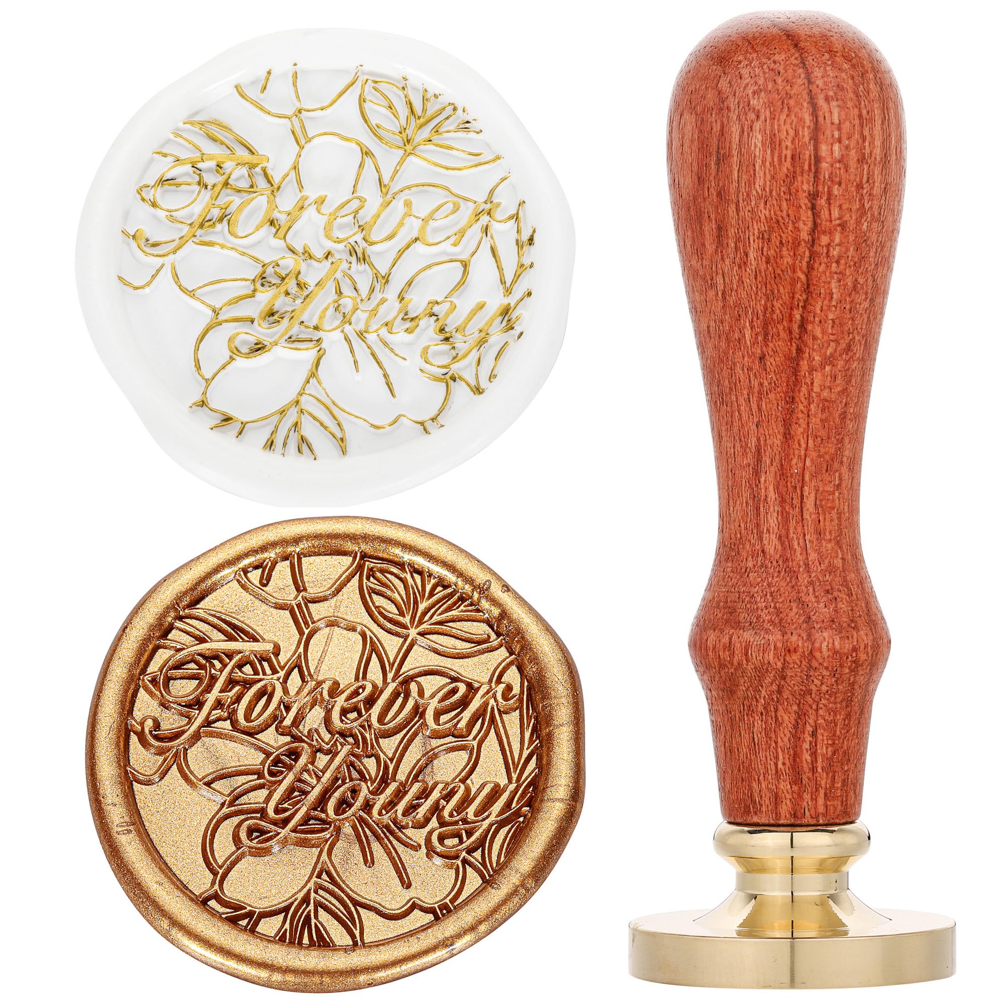 Filhome Wax Seal Stamp Vintage Retro Classical Wax Seal Stamp Valantines Gift for Lovers Copper Stamp with Fancy Pattern Forever Young - Image 4